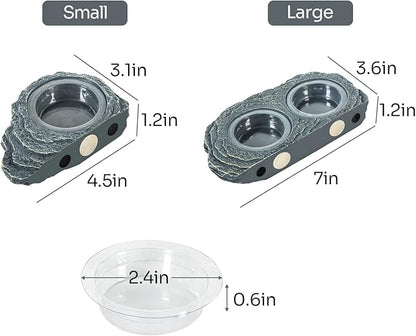 REPTIZOO Reptile Magnetic Feeder Ledge, Single Bowl Reptile Food Dish with 3PCS Feeding Cups Food Water Feeder for Crested Gecko Lizard Chameleon Pets