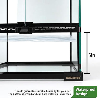 11 Gallon Reptile Glass Tank Vertical Terrarium 12"x12"x18" Habitat Enclosure with Front Openning Door and Top Screen Ventilation for Geckos, Snakes,Tree Frogs,Chameleon