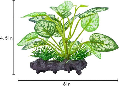 Reptile Artificial Plants, Terrarium Plants Decorations Supplies, Amphibian Habitat Hideout Tank Accessories, Rainforest Ground Plant