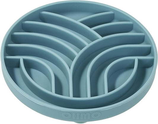 OHMO Slow Feeder Dog& Cat Bowl, Silicone Puppy Cat Food Bowl with Anti-Slip Suction Cup Slow Down Small Dogs Eating, Anti Choking (S-Tree of Life,Light Blue)