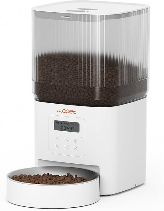 WOPET Automatic Cat Feeder, 4L Automatic Dog Feeder with 180-Day Battery Life, Programmable Cat Food Dispenser with Stainless Steel Bowl，1-6 Meals Per Day