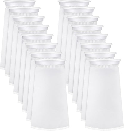 Jecery 16 Pack 4 Inch Ring Filter Socks 200 μm Aquarium Filter Bags Aquarium Socks for Tank Sump Saltwater Freshwater(9.5 × 4 inches)