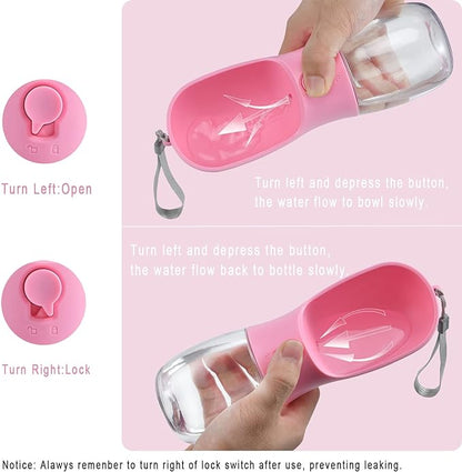 Dog Water Bottle with Food Container, Travel Puppy Water Bowl, Portable Pet Dispenser, Dog Stuff Accessories Items, Puppy Essentials Necessities for Yorkie Chihuahua Cat Walking and Hiking