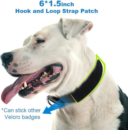 TSPRO Tactical Dog Collar, Adjustable, with Patch & Double Needle Metal Buckle, Heavy Duty for Large to Extra Large Dogs, Durable for Walking, Running, Hiking & Training (Green L-XL)