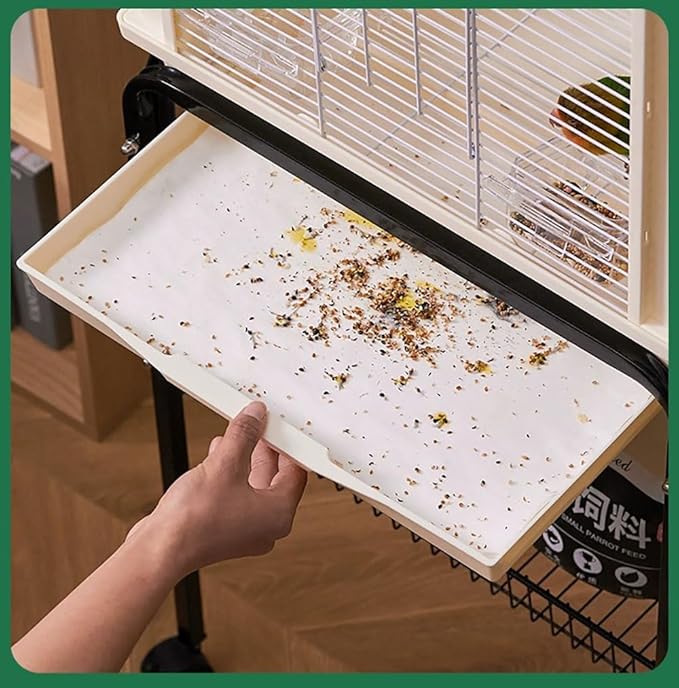 100PCS Bird Cage Liner Papers, Disposable Cage Paper Liners Precut Absorbent Cushion Pad Mat Accessories for Pet Bird Parrot (White)