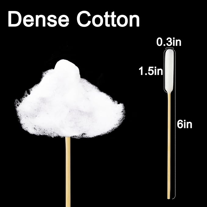 100 Pcs Long Cotton Swab for Dogs Ears – 6-Inch Long Cotton Swab with Bamboo Handle for Dog Ear Cleaning, Pet Wound Care, Makeup Touch Ups, Craft Projects, and Cleaning Electronics