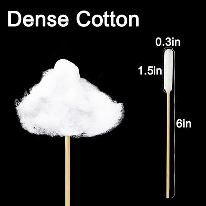 100 Pcs Long Cotton Swab for Dogs Ears – 6-Inch Long Cotton Swab with Bamboo Handle for Dog Ear Cleaning, Pet Wound Care, Makeup Touch Ups, Craft Projects, and Cleaning Electronics