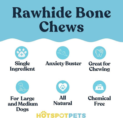 hotspot pets 8-9 Inch Large Rawhide Dog Chew Rolls (20 Pack) - Made from Grass Fed Cows - Great for Dental & Oral Care for Aggressive Chewers Large Dogs, Single Ingredient Treat