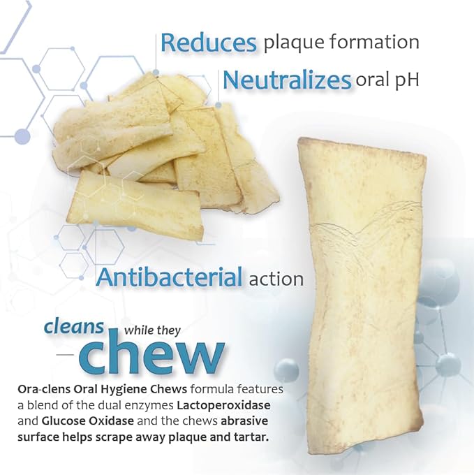 Oral Hygiene Chews for Large Dogs-Enzymatic Dental Treats for Daily Oral Care, Cleans Teeth and Freshens Breath, Reduces Plaque, Bacteria and Tartar Build Up Without Brushing-30 Chews