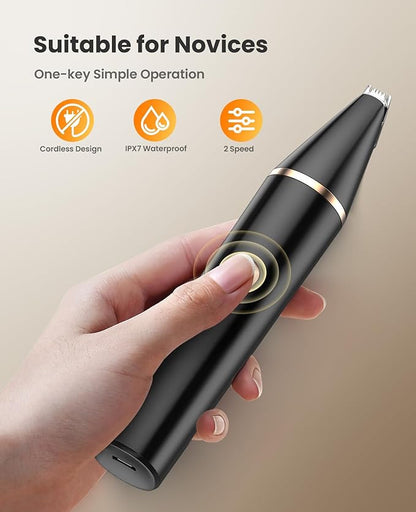 oneisall 2 Speed Cat Clippers with Double Blades, Rechargeable Cordless Small Cat Paw Trimmer, Low Noise for Trimming Dog's Hair Around Paws, Eyes, Ears, Face, Rump (Black)