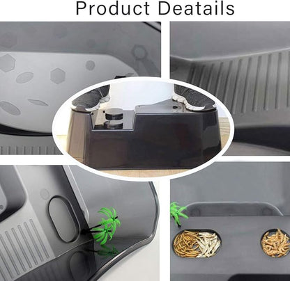 PINVNBY Plastic Turtle Tank Reptile Habitat Pet Terrariums Turtles Tank Aquarium Terrapin Topper Basking with Platform Plants,Durable,Safe, Non-Toxic(Black)