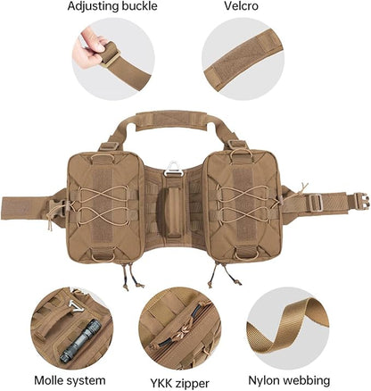 EXCELLENT ELITE SPANKER Dog Pack Hound Dog Saddle Bag Backpack for Travel Camping Hiking Medium & Large Dog with 2 Capacious Side Pockets(COB-L)