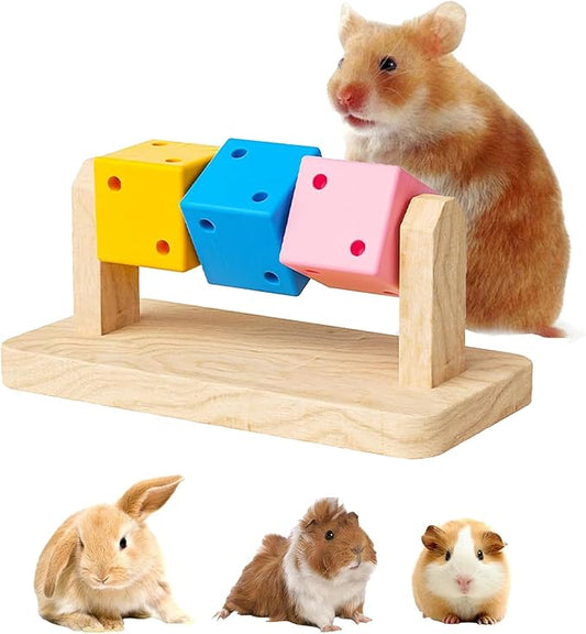 KABASI Wooden Hamster Enrichment Toys, Hamster Chew Toy Wood Platform Grinding Teeth Toys Exercise Intelligence Training Colorful Wooden Block for Syrian & Dwarf Hamsters, Gerbils, Rats, Chinchillas