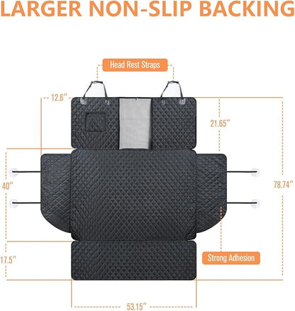 PETICON SUV Cargo Liner for Dogs with Mesh Window, Waterproof Pet Cargo Cover Dog Seat Mat for SUVs Sedans Vans with Bumper Flap Protector, Non-Slip, Large Size Universal Fit