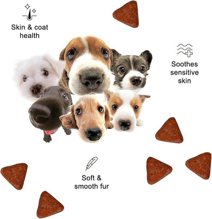 Wild Earth Dog Supplements, Soft Chews for Skin & Coat, Rich in Antioxidants, Omega 3 & 6 Fatty Acids, Allergy & Itch Relief, Supports Normal Shedding, Veterinarian-Developed, Vegan