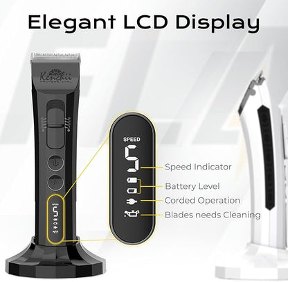 Kenchii Flash Dog Clippers for Grooming - 4-in-1 Digital Cordless Dog Grooming Clippers - Precision Pet Grooming Trim, Shape, and Style Effortlessly, Pearl Black