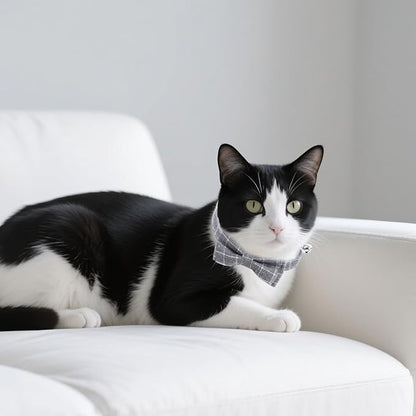 10 Pcs Cat Collar Breakaway with Bow Tie and Bell Kitten Collars Removable Bowtie Plaid Cat Collar for Cats Kittens Puppy (Classic)