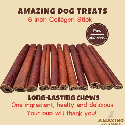 Amazing Dog Treats 6 Inch Collagen Stick - (15 Count)- Collagen Sticks for Dogs - No Hide Dog Bones