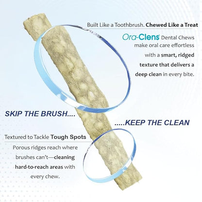 Oral Hygiene Chews for Small Dogs - Cleans Teeth and Freshens Breathe - Coated with Enzymes - Prevents Plaque & Bacteria Build Up - 30 Chews