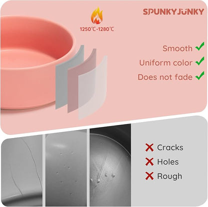 SPUNKYJUNKY 28.7OZ Ceramic Dog and Cat Bowl, Modern Cute Weighted Food Water Bowl for Replacement Pink (1 Pack)