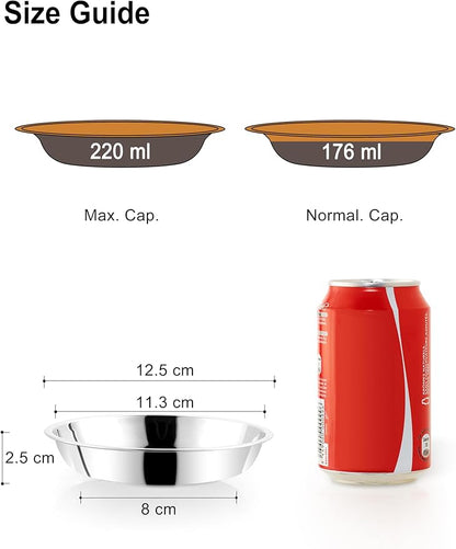 VENTION Small Shallow Cat Food Bowls, Outer Dia. 4.9 in Whisker Fatigue Cat Bowl, Stainless Steel Cat Food Dish for Indoor Cats, Set of 6 Replacement Cat Bowls for Raised Station(7.4 Fl.oz)