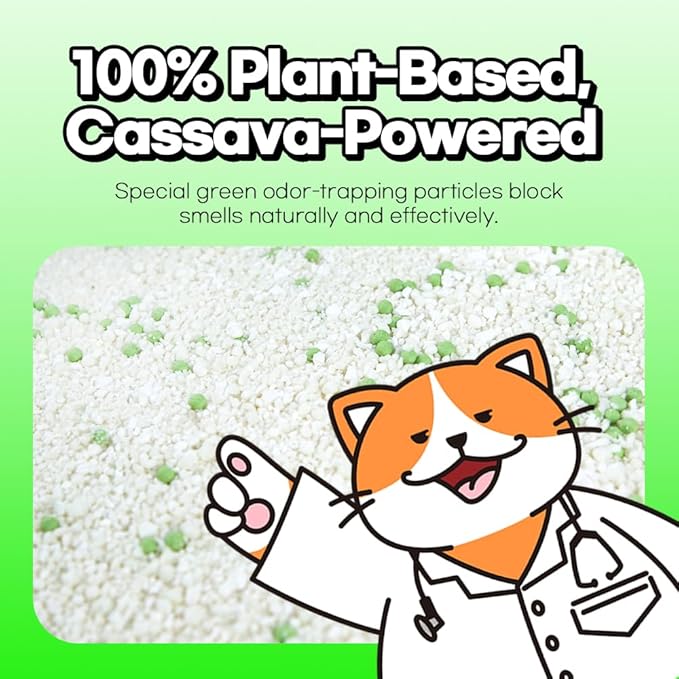 100% Cassava Cat Litter, All Natural Plant-Based Ingredient, Dust-Free, Super Clumping, Soft Texture, Mixable with Crystal cat Litter,I'm Gonna Pee(5.7lb x 1pack)