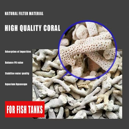1.1 LB Coral for Fish Tank Filter,Crushed Coral for Aquarium,Pond Filter for Aquarium - Crushed Coral for Freshwater Aquarium,Aquarium Filter, Coral Stones, Each One is Hand Selected