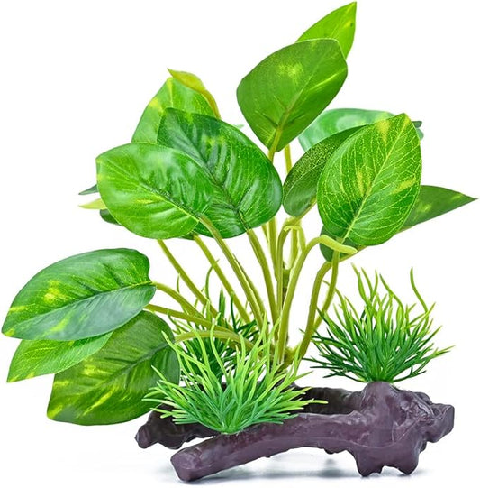 Reptile Artificial Plants, Terrarium Plants Decorations Supplies, Amphibian Habitat Hideout Tank Accessories, Rainforest Ground Plant
