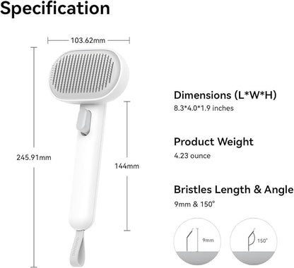 aumuca Cat Brush for Shedding, Cat Brushes for Indoor Cats, Cat Brush for Long or Short Haired Cats, Cat Hair Brush Cat Grooming Deshedding Brush for Dog Kitten Rabbit Massage Removes Loose Fur, White