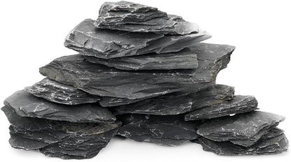 Unocho Natural Slate Stone Reptile Basking Platform Rocks 20LB Tortoise Habitat Flat Rocks for Fish Amphibian Garden Landscaping and Model Railroad (2-8 inches)