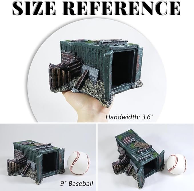 Fish Tank Decorations Container Aquarium Decor Sunken Ruins Betta Fish Tank Accessories witth Big Hole for Fish Sleep Rest Hide and Play