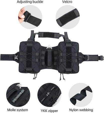 EXCELLENT ELITE SPANKER Dog Pack Dog Saddle Bag Backpack for Camping Hiking Medium & Large Dog with 2 Capacious Side Pockets (M, Black)
