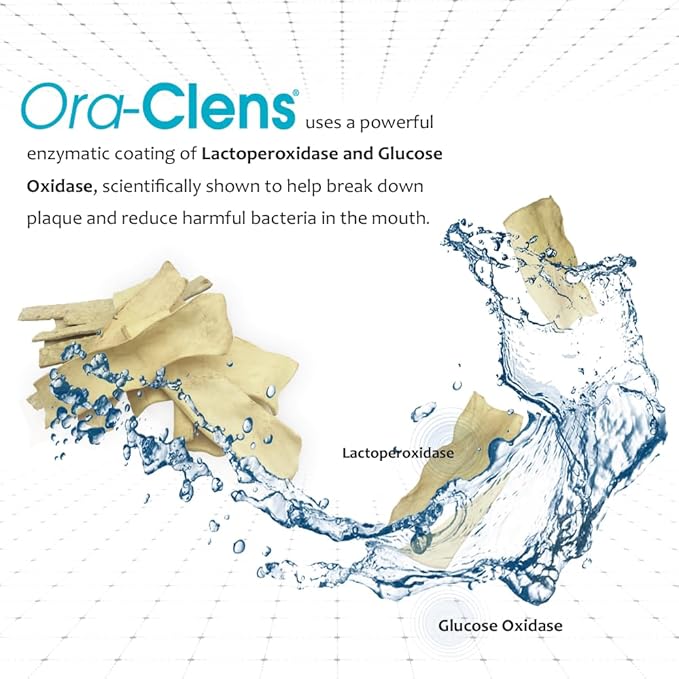 Oral Hygiene Chews for Large Dogs-Enzymatic Dental Treats for Daily Oral Care, Cleans Teeth and Freshens Breath, Reduces Plaque, Bacteria and Tartar Build Up Without Brushing-30 Chews