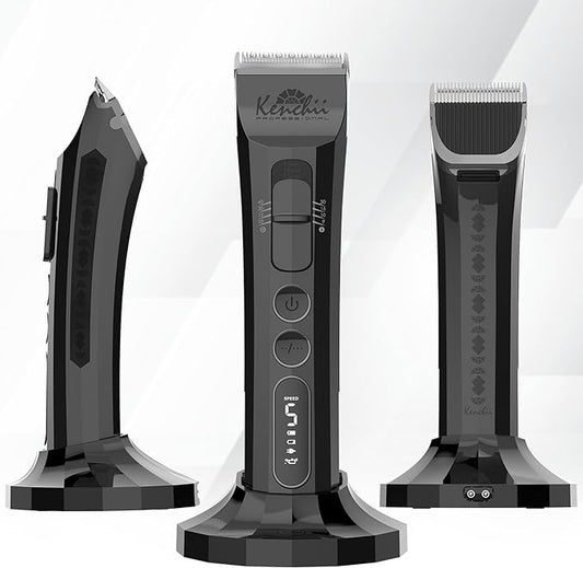 Kenchii Flash Dog Clippers for Grooming - 4-in-1 Digital Cordless Dog Grooming Clippers - Precision Pet Grooming Trim, Shape, and Style Effortlessly, Pearl Black