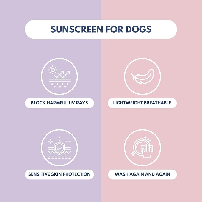 Spark Paws Sunblock Dog T-Shirt, SPF30 Protection, Lightweight Breathable Quick Dry for Dogs with Sensitive Skin - Purple & Pink (Set of 2) - M