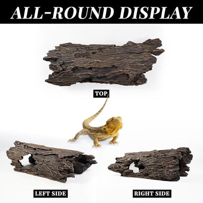 Fish Tank Decorations - Large Aquarium Decorations Air Bubbler Tree Fish House for Betta Hideout Caves Buddha Decor Temple Ruins Arched Betta Fish Accessories Reptile House Shelter Decor (Wood A-L)