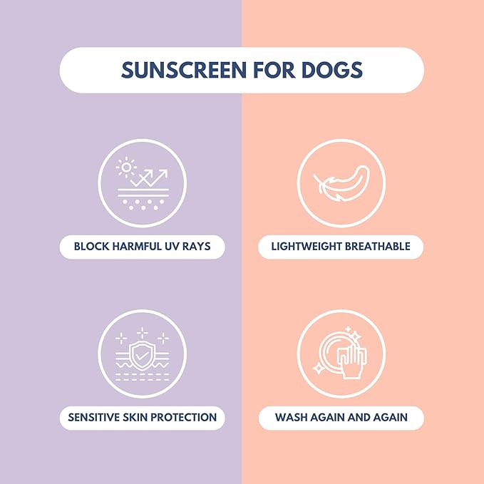 Spark Paws Sunblock Dog T-Shirt, SPF30 Protection, Lightweight Breathable Quick Dry for Dogs with Sensitive Skin - Purple & Peach (Set of 2) - M