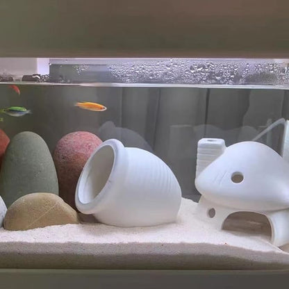 Fish Tank Decor Mushroom House Aquarium Decorations, Betta Bed Fish Tank Caves/Shrimp Cave/Toad House for Shrimp Betta Goldfish and Reptiles Rest Breed Hiding - White