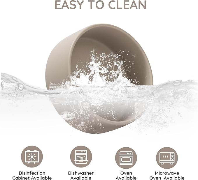 SPUNKYJUNKY 13.5OZ Ceramic Dog and Cat Bowl, Modern Cute Weighted Food Water Bowl for Replacement Grey (1 Pack)