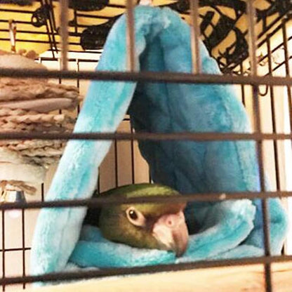 Pet Bird Nest Hammock Hanging Cave Cage Plush Snuggle Happy Hut Tent Bed (Medium, Blue)