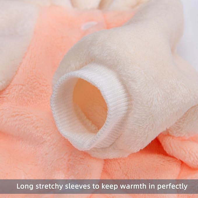 FabriCastle Dog Hoodie Sweater for Small Dogs Boy and Girl, Small Dog Clothes XS XXS Puppy Sweatshirt, Pet Outfit, Cat Clothing Super Soft Warm Snap On Closure (Peach-Cream, X-Small)