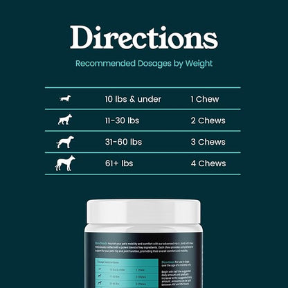 Hip & Joint Chews for Dogs with Glucosamine, Chondroitin, and MSM – Supports Joint Health and Mobility – 90 Soft Chews