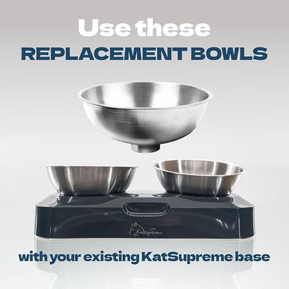 KatSupreme Raised Cat Food Bowls - Elevated Tilted Bowls Set, Stainless Steel, 2 pcs