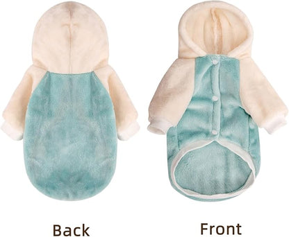 FabriCastle Dog Hoodie Sweater for Small Dogs Boy and Girl, Small Dog Clothes XS XXS Puppy Sweatshirt, Pet Outfit, Cat Clothing Super Soft Warm Snap On Closure (Green-Cream, XX-Small)