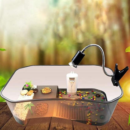 PINVNBY Plastic Turtle Tank Reptile Habitat Pet Terrariums Turtles Tank Aquarium Terrapin Topper Basking with Platform Plants,Durable,Safe, Non-Toxic(Black)