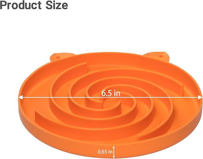 Slow Feeder Cat Bowl, Easy to Clean Silicone Bowl, Ideal for Dry and Wet Food (Orange and Cyan)