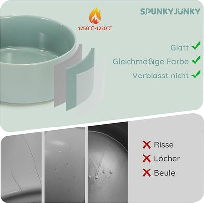 SPUNKYJUNKY 60 OZ Ceramic Dog and Cat Bowl, Modern Cute Weighted Food Water Bowl for Replacement Morandi Green (1 Pack)