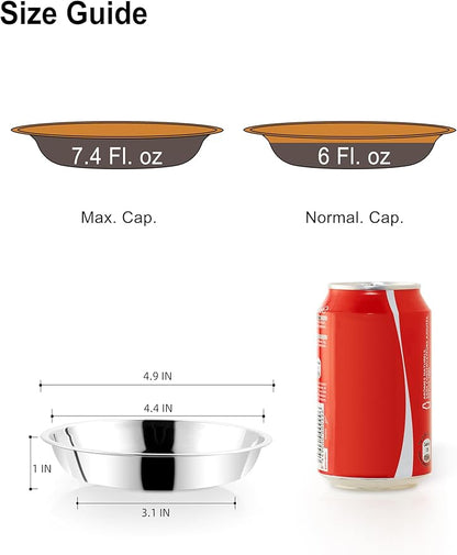 VENTION Small Shallow Cat Food Bowls, Outer Dia. 4.9 in Whisker Fatigue Cat Bowl, Stainless Steel Cat Food Dish for Indoor Cats, Set of 2 Replacement Cat Bowls for Raised Station(7.4 Fl.oz)