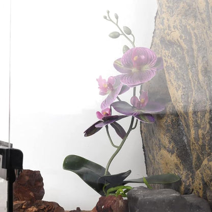Fake Orchids Artificial Flowers, Reptile Terrarium Decor Plants, Bearded Dragon Tank Accessories fit Crested Gecko Leopard Lizard Chameleon Ball Python Snake Frog (Radiant)