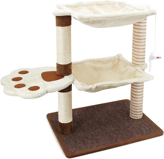 SONGWAY Cat Scratching Post with Hammock - 27.5'' Cat Tree with Natural Sisal Post, Cradle Bed Hammock for Indoor Large Adult Cats